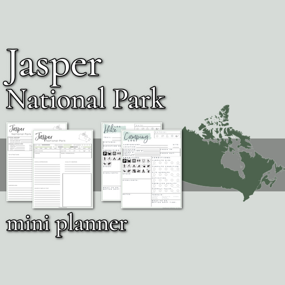 Jasper National Park Mini Planner // Printable PDF, fillable/editable