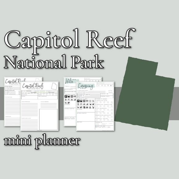 Capitol Reef National Park Mini Planner // Printable PDF, fillable/editable