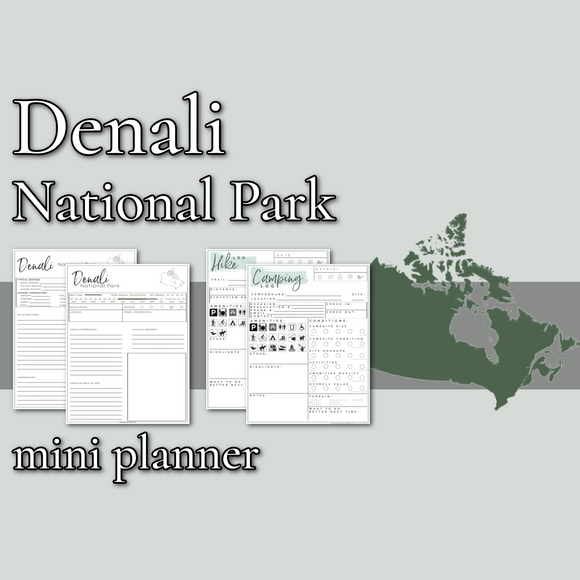 Denali National Park Mini Planner // Printable PDF, Fillable/editable