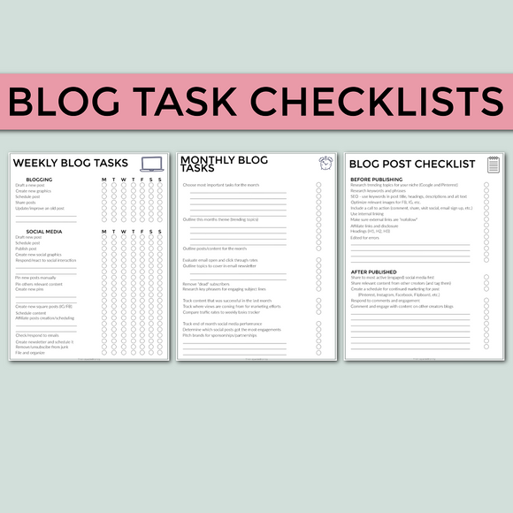Blog Task Checklists