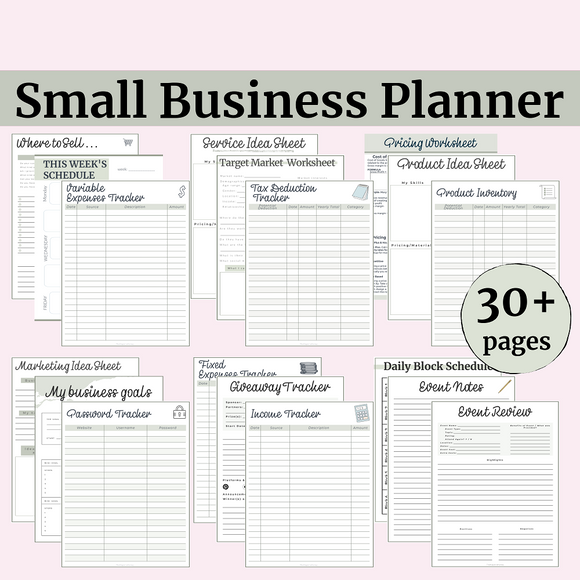 Small Business Planner (fillable / editable)