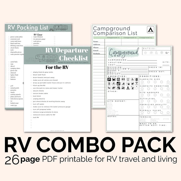 RV Trip & RV Life Worksheets (fillable / editable)